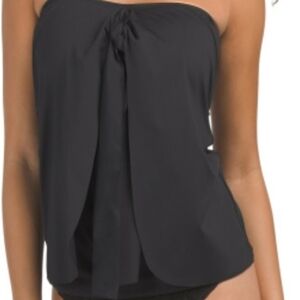 Tommy Bahama Women's Black Pearl Sarong Wrap Front Top Swimwear Size X-Small